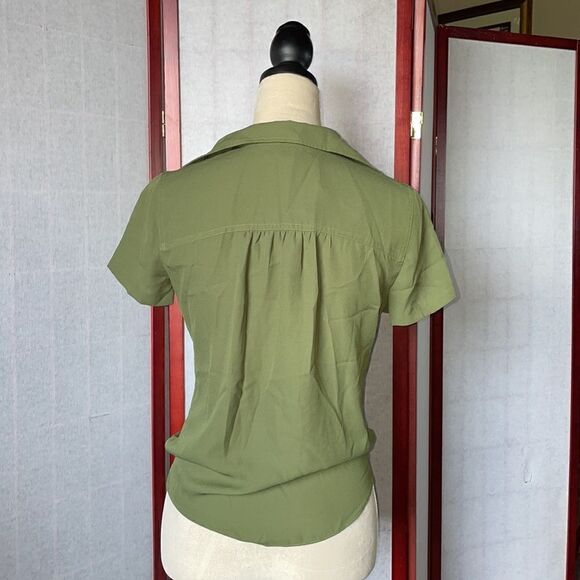 J. Crew Mercantile Green Button Down Tie Up Short Sleeve Shirt (NWT) - Picture 2 of 11